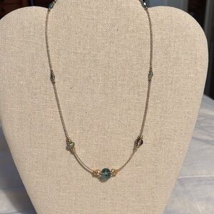 Elegant Gold and Blue Beaded Necklace